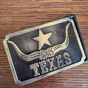 Vintage Texas Longhorn Belt Buckle Western Cowboy Rodeo Brass Tone